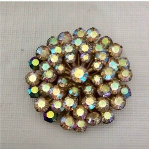Dazzling Gold and Multicolor Crystal Brooch